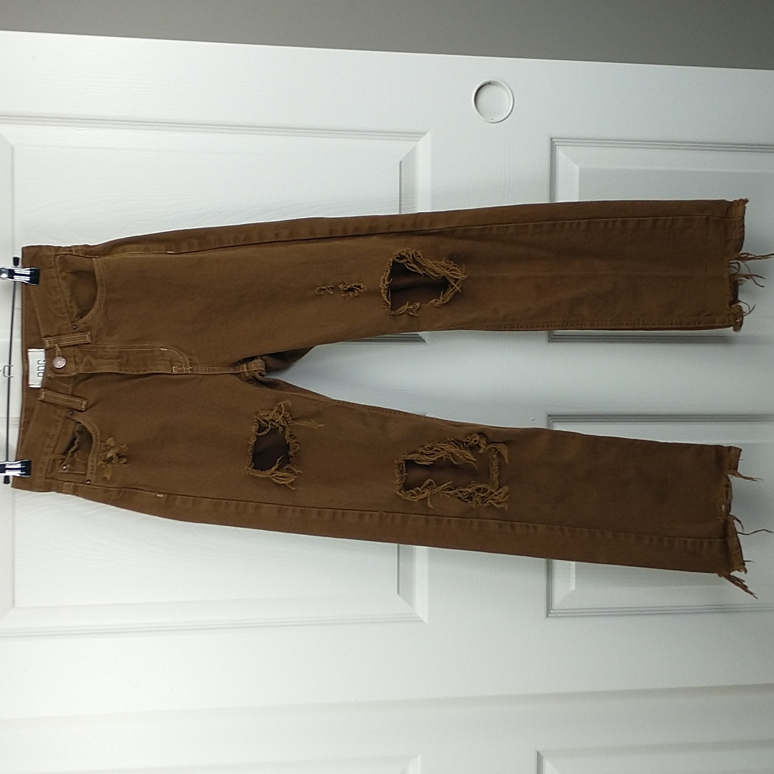 Bdg Urban Outfitters Womens Tan Cowboy High Rise Ripped Distressed Jeans 24